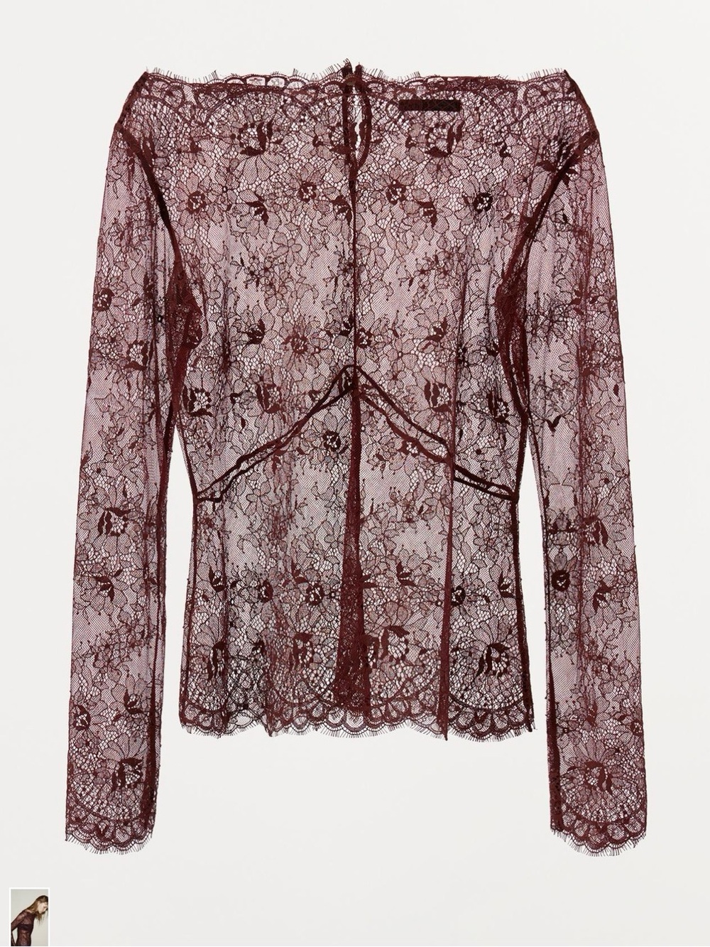 Zara Semi Sheer Floral Lace Long-Sleeve - Picture 2 of 4